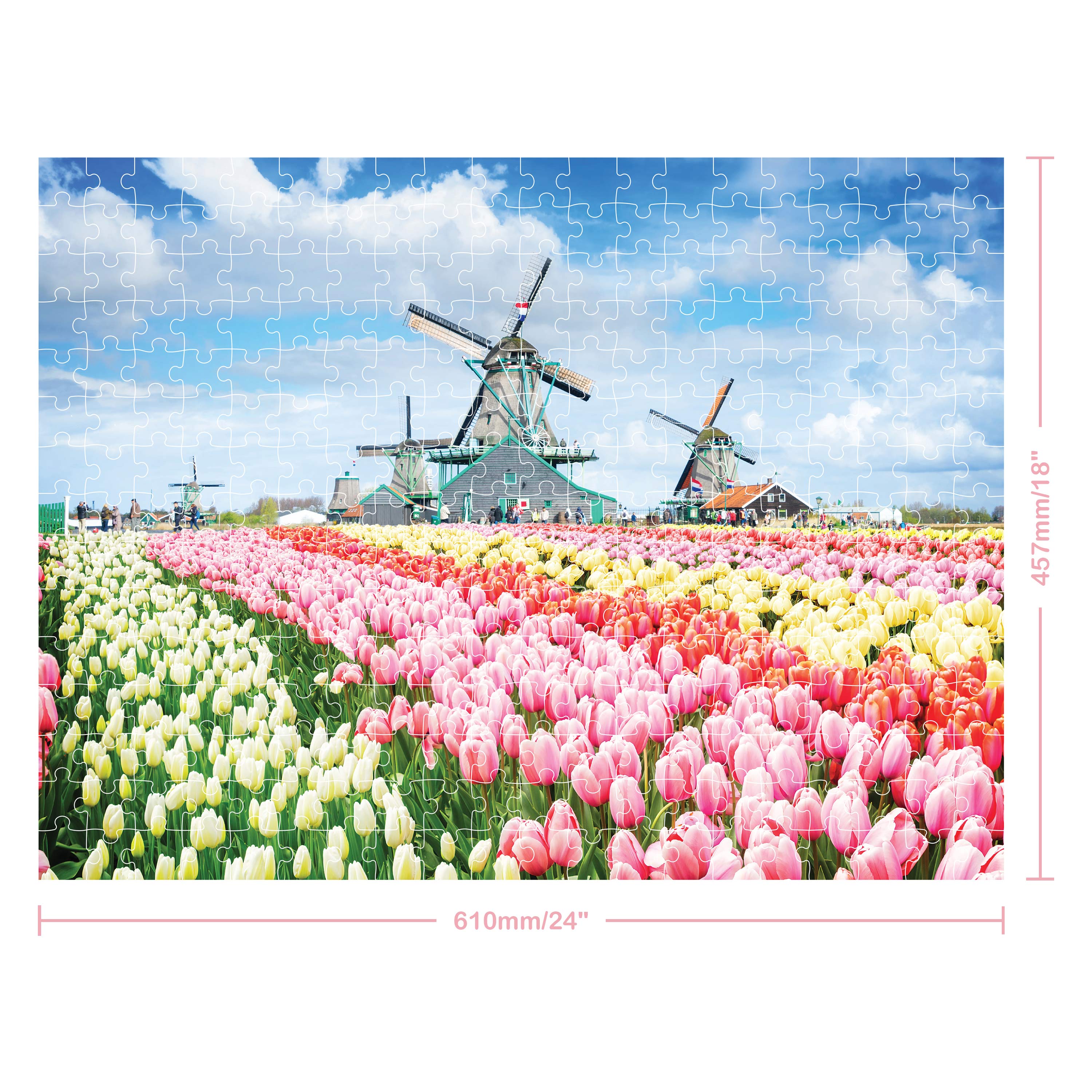 300p Large Piece Jigsaw: Dutch Windmills, Holland, Netherlands