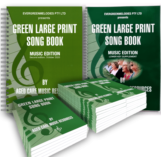 24  x  GREEN  LARGE  PRINT  SONG  BOOKS  and  TWO  SHEET  MUSIC  BOOKS