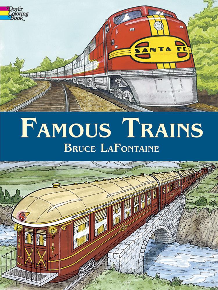 famous trains colouring book